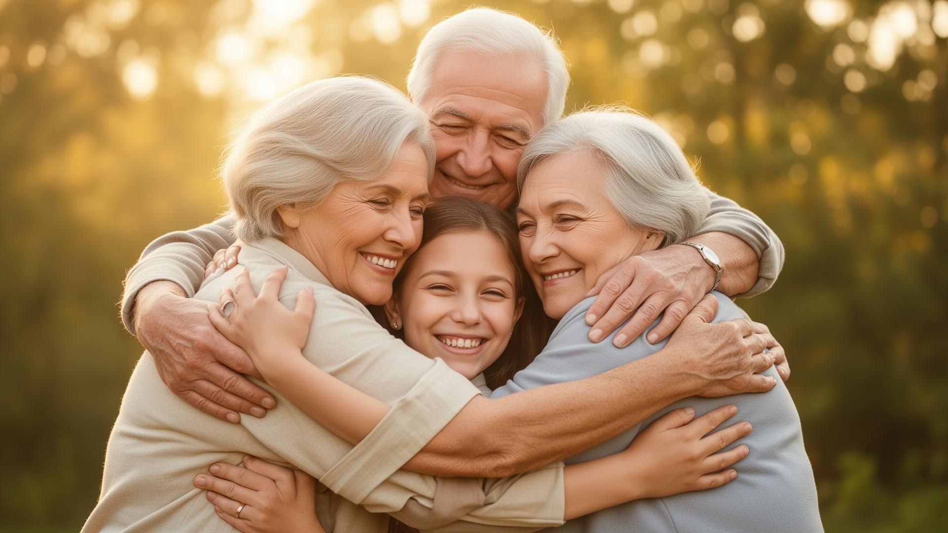 Família unida em um abraço
